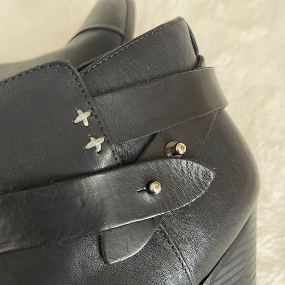 Rag & Bone Harrow Black Leather Ankle Heel Booties Size: 38.5 US 8.5 - Picture 6 of 16
